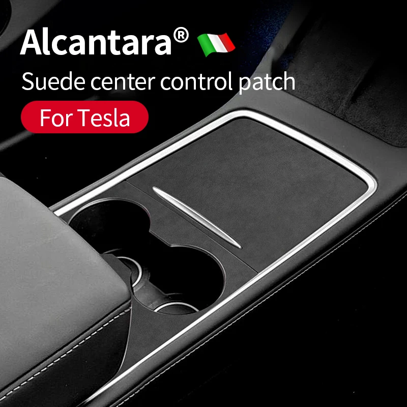 

Замша Алькантара для Tesla Model 3, модель Y 2027-2023, аксессуары, панель подлокотника центральной консоли автомобиля, чехол для подстаканника с водо...