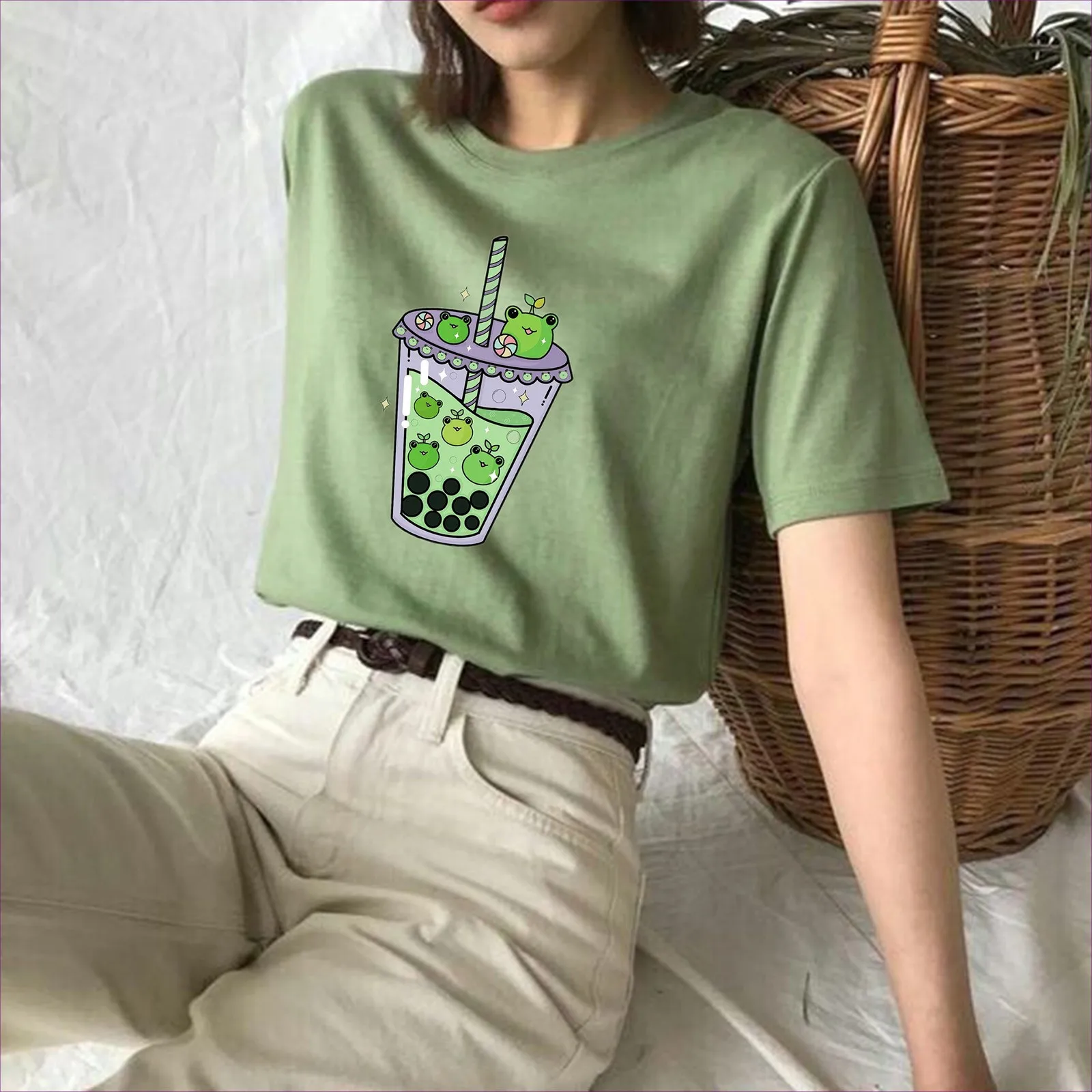 

Womens Round Neck Short Sleeve Top T Shirt Green Cute Graphic T Shirt Soft Sleeve Navy Blue Cotton Tee