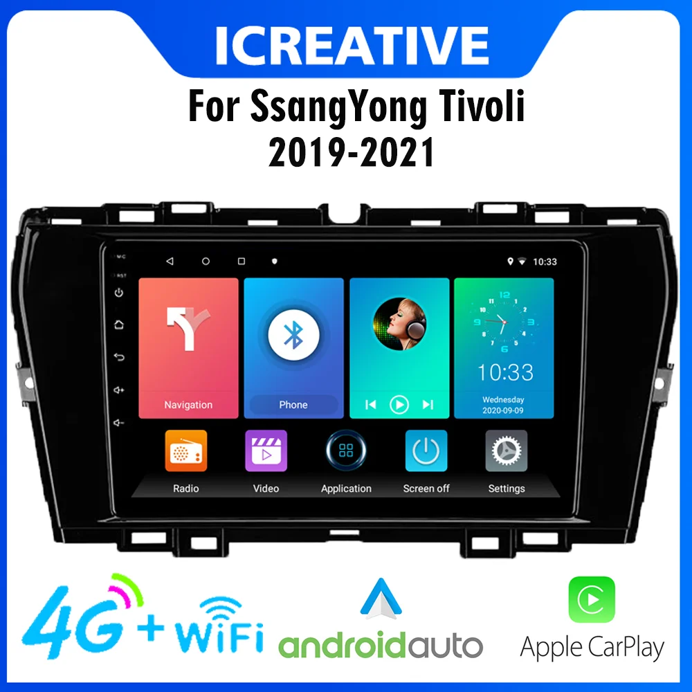 

For SsangYong Tivoli 2019 - 2021 9 Autoradio Inch Android 2 Din Car Multimedia Player Navigation GPS WIFI Radio
