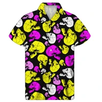 mens shirts summer hawaiian skull print shirt for men botton down beach aloha shirt casual oversized top camisa hawaiana hombre