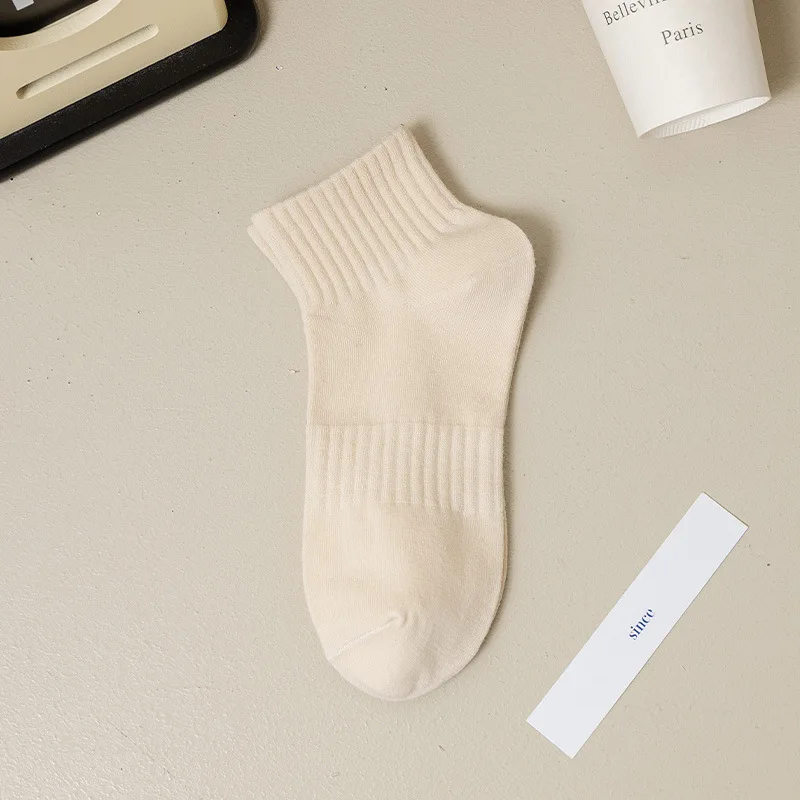 Short socks for women, pure cotton, summer, thin, solid color, versatile ins, Japanese sports socks, sweat absorbing, breathable