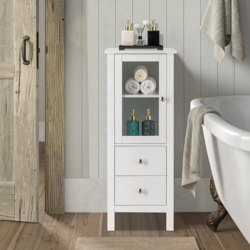 

CH Nordic Simple MDF, распылительная краска, одна дверь, два выдвижных ящика, шкаф для ванной, белый [в наличии в США]