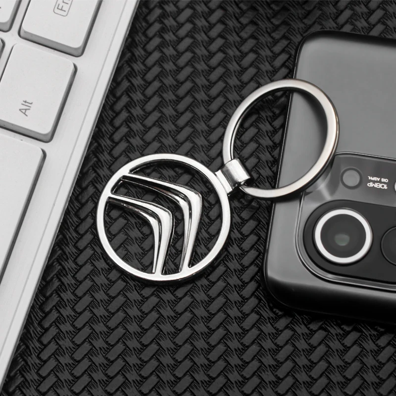 

Car Styling Silver Emblem Keychain Metal Pendant Keyring Auto Key Accessories For Citroen C3 C4 C5 Grand Picasso Berlingo Elysee