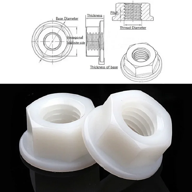 

Нейлоновые фланцевые гайки M3-M12 черные/белые