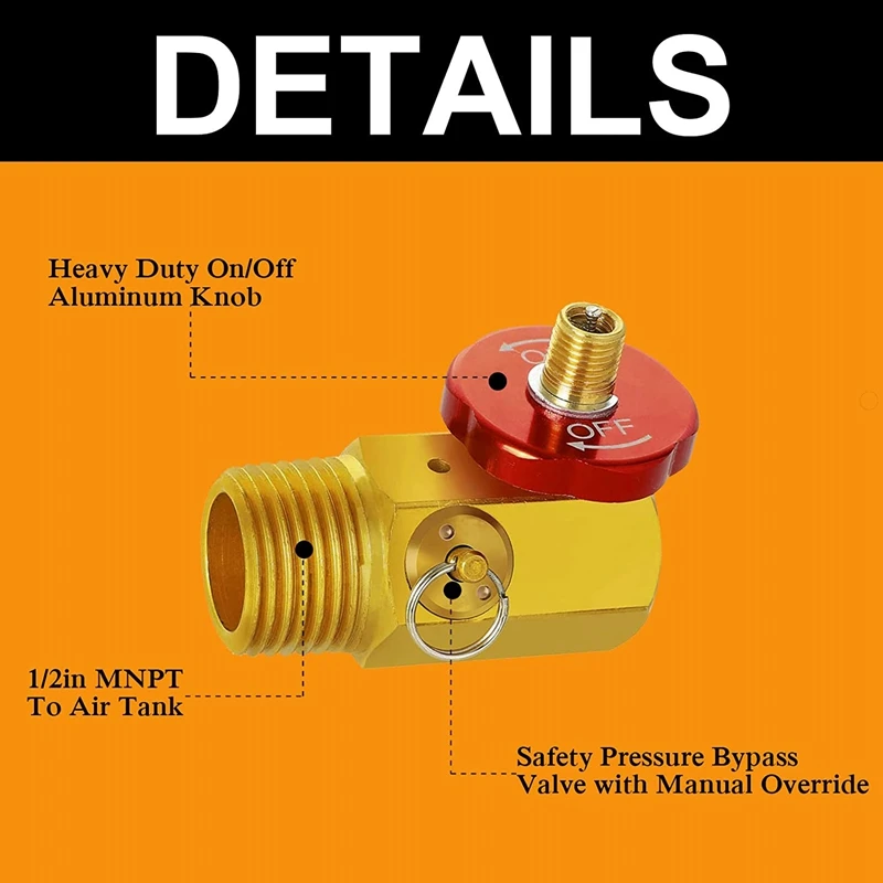 2 Pack Air Tank Manifold With Fill Port Safety Valve And 1/2 Inch NPT X 1/4 Hose 1/8 Gauge