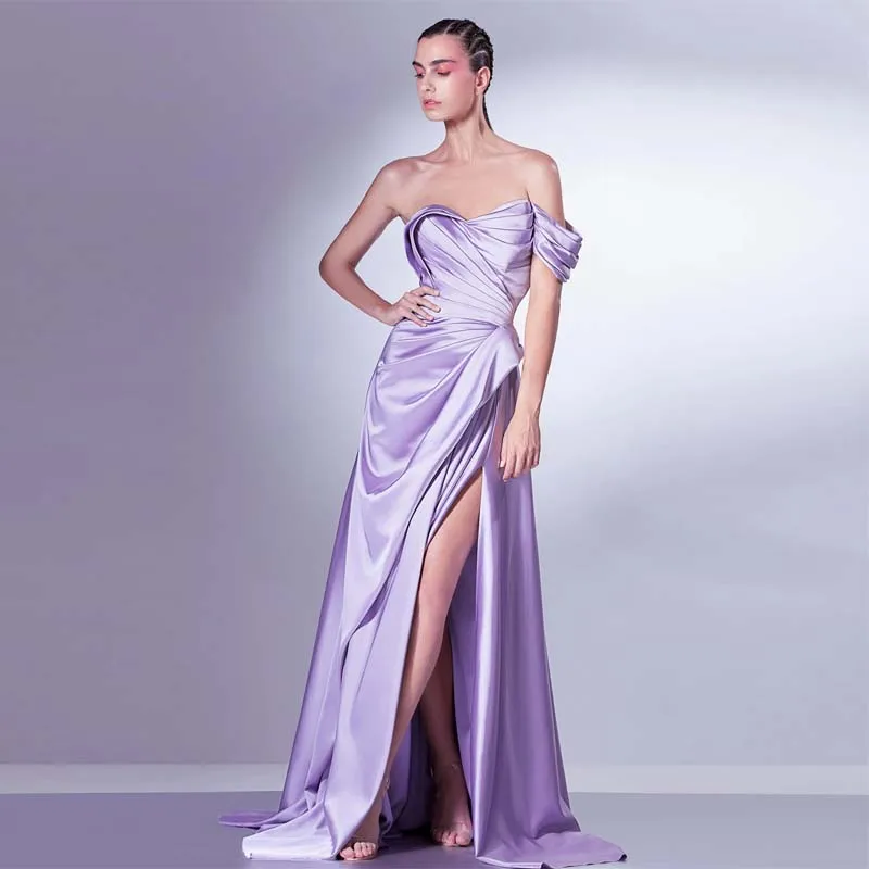 

Charming Pretty Elegant Prom Dresses Strapless Sleeveless Split Satin Formal Long Dress Women Evening Pageant Gowns Custom Made