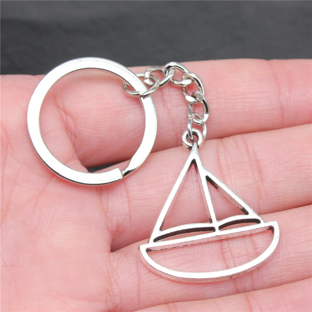 

Souvenirs Gift Dropshipping Antique Silver Color 34x30mm Boat Frame Pendant Keyring