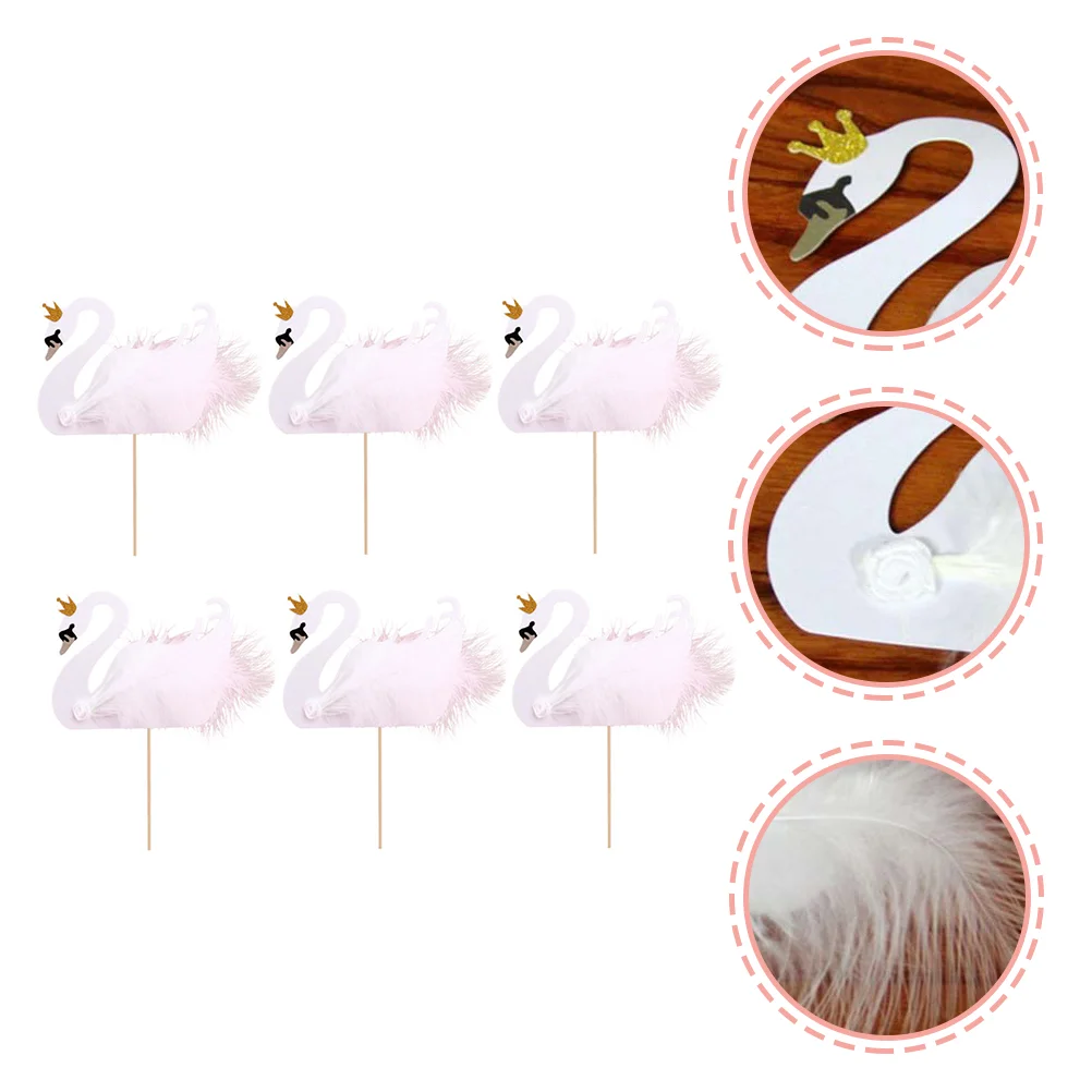 

Swan Decorations Cupcake Baby Birthday Party Inserting Shower Dessert Decoration Decor Engagement Wing Toppers Supplies Ornament