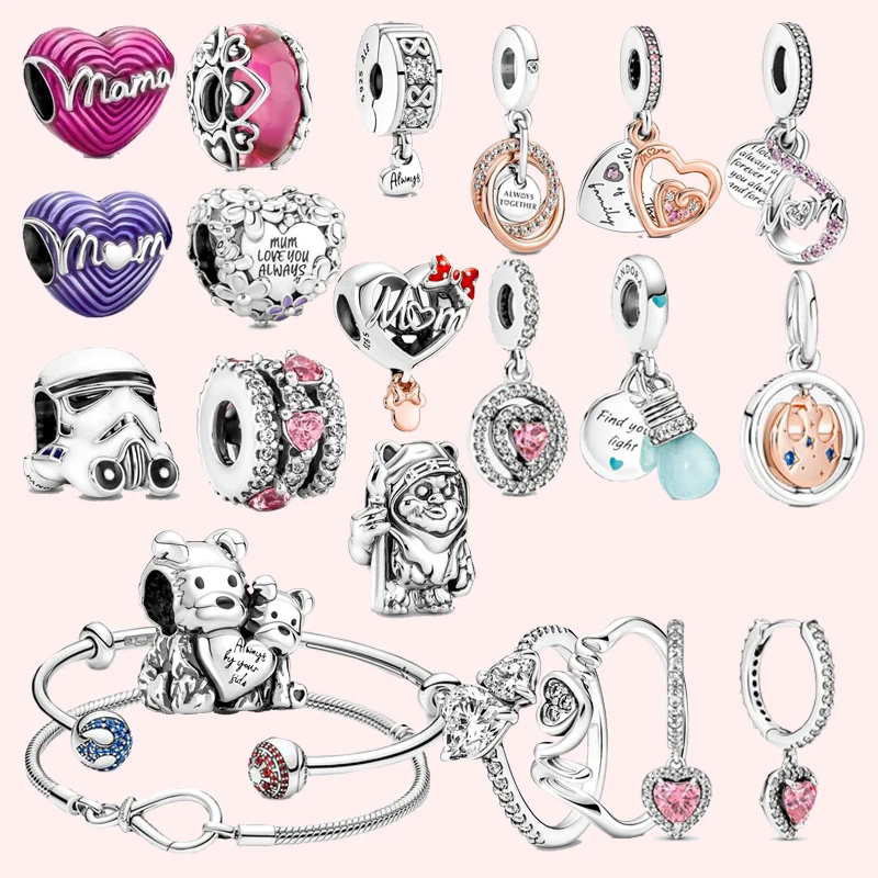 

Classic New Listing Pandora Love MOM Pacifier Balloon For Pandora Original DIY Charm Charm Beads Jewelry Gift Mother's Texture