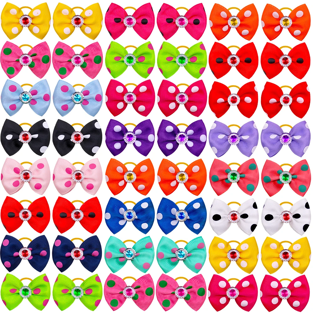 

10/20pcs Large Dog Bows Dot Style Pet Dog Hair Bows Diamond Small Dog Hair Accessories Rubber Bands Dog Grooming Accessories