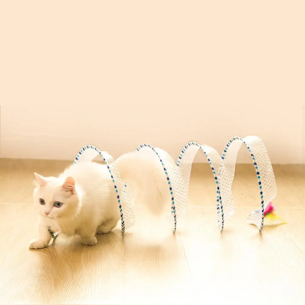 

Pet Cat S-type Foldable Tunnel Toy With Feather Pet Interactive Toy Puppy Kitten Accessories For Indoor Cats Toys for Cats
