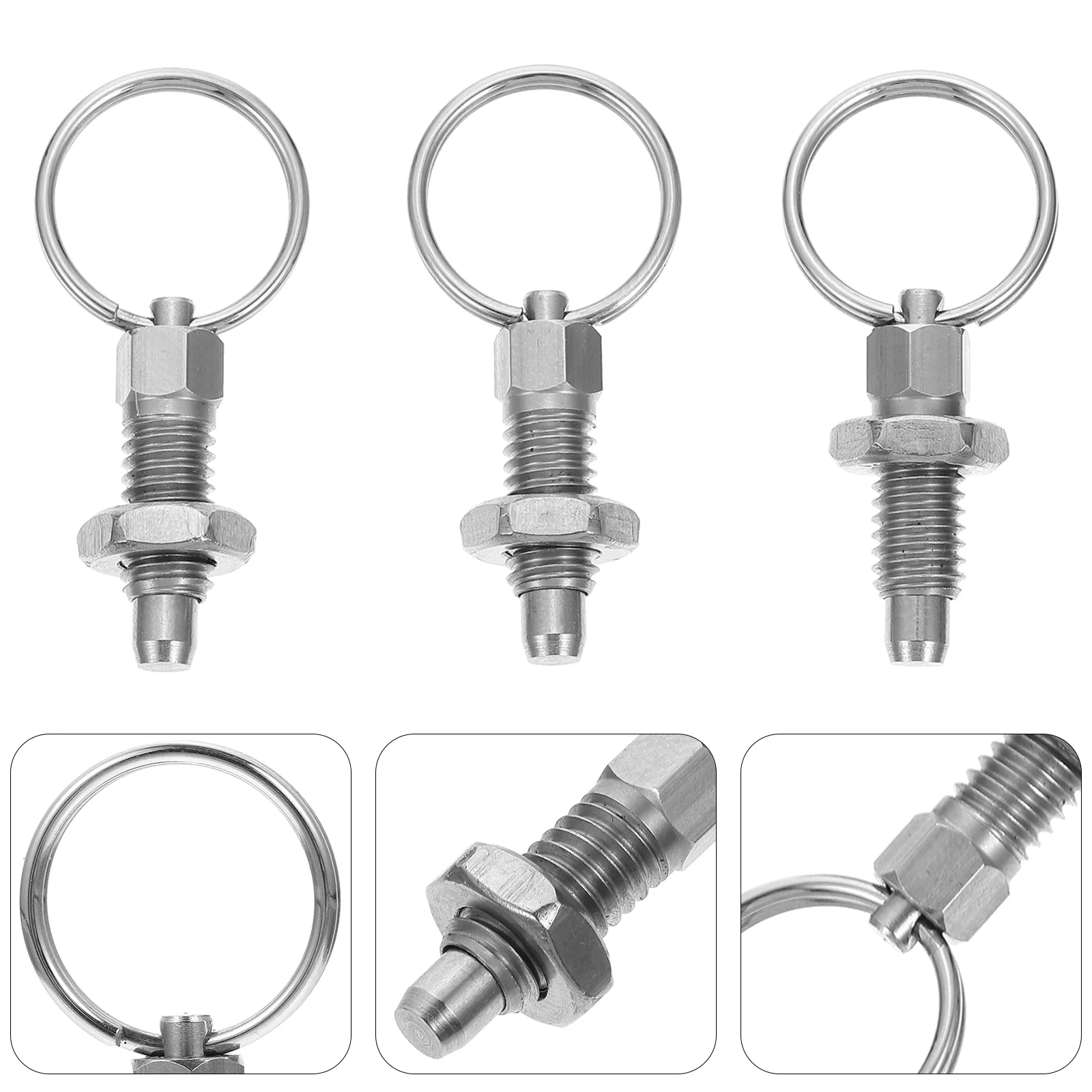 

3 Pcs Pull Ring Knob Plunger Safety Pin Spring-loaded Telescopic Stainless Steel Mechanical Accessories