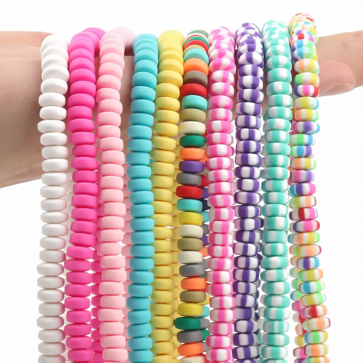 

7x3mm Abacus Shape Handmade Resin Polymer Clay Beads Rondelle Spacer Beads For DIY Bracelet Necklace Jewelry Making Accessories