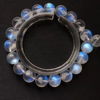 natural blue light moonstone clear round beads bracelet bangles 10mm stretch women fashion stone genuine aaaaa
