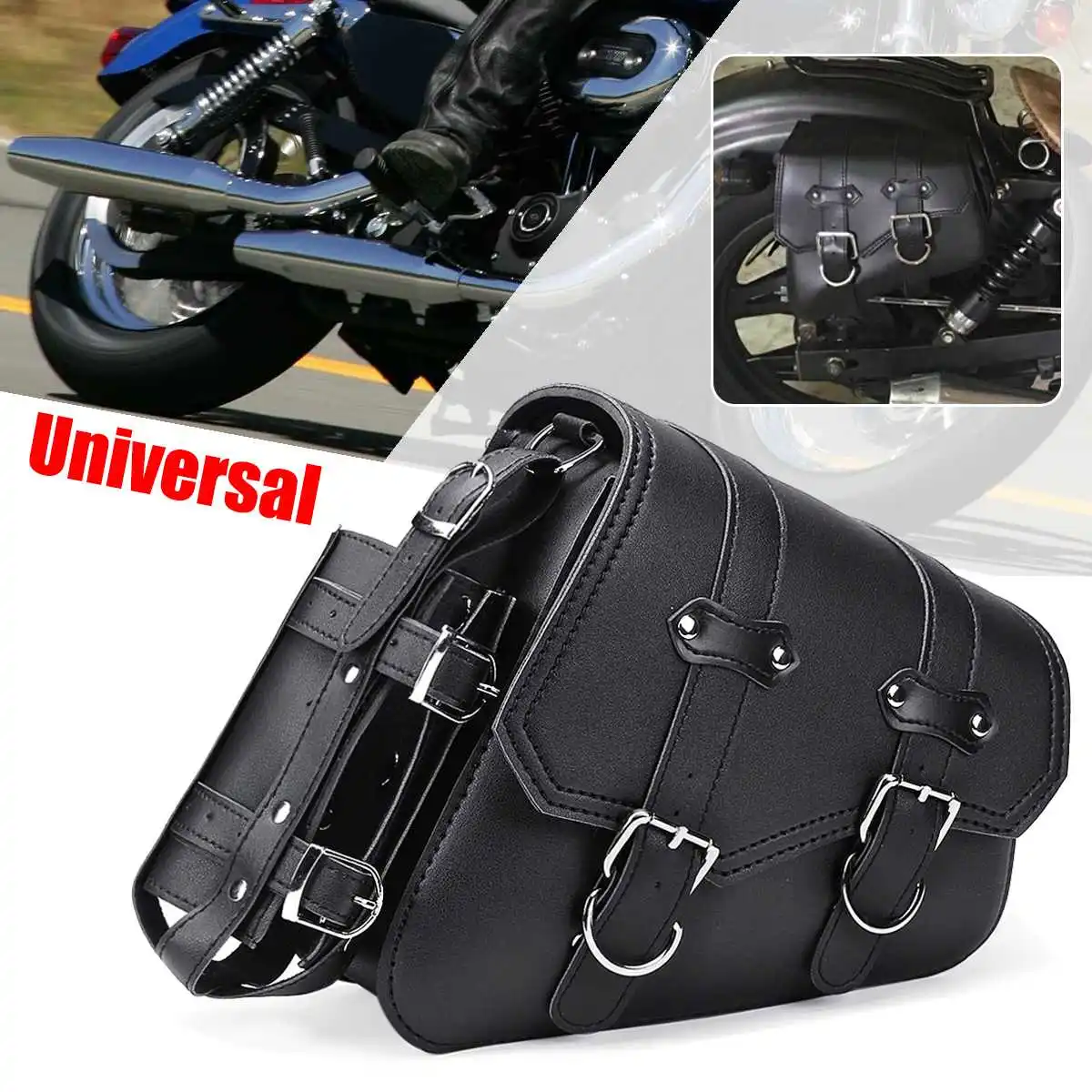 

Left Right Universal PU Leather Motorcycle Saddlebag Side Tool Luggage Bags Saddle Bags for Honda/Suzuki/Kawasaki/Yamaha
