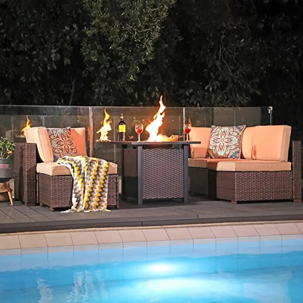 

Outdoor 30 inch Rectangular Gas Stove with Lid 50,000 BTU Rattan Look