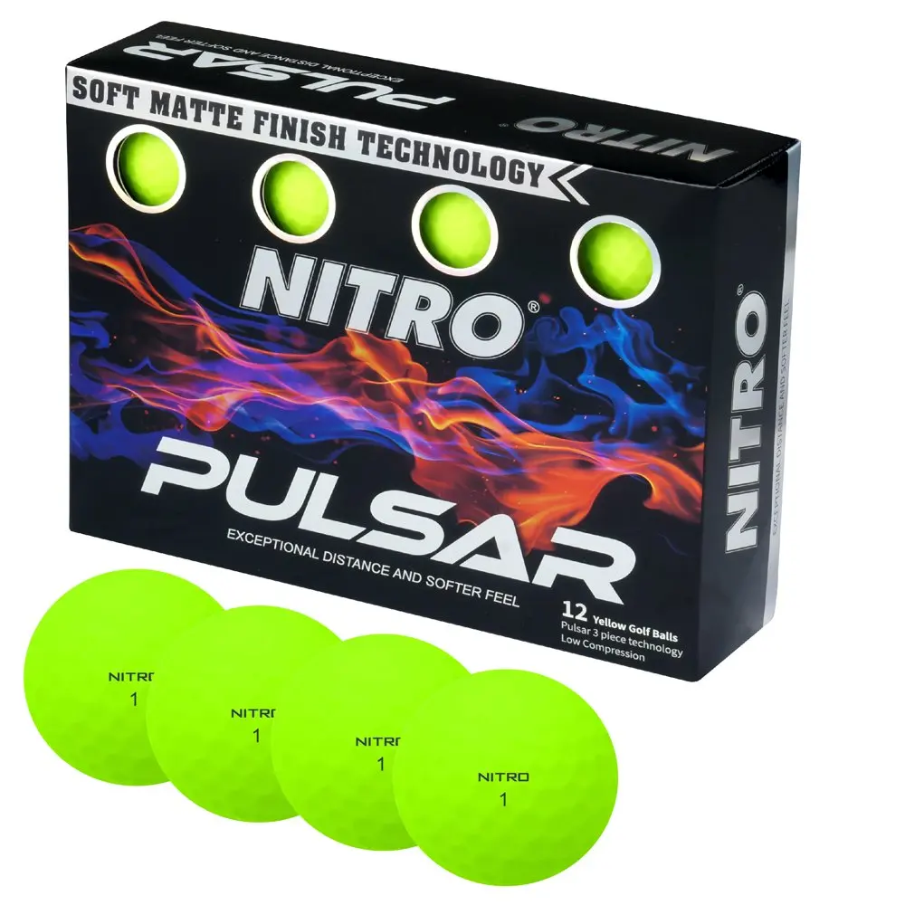 Pulsar Golf Balls, Yellow, 12 Pack