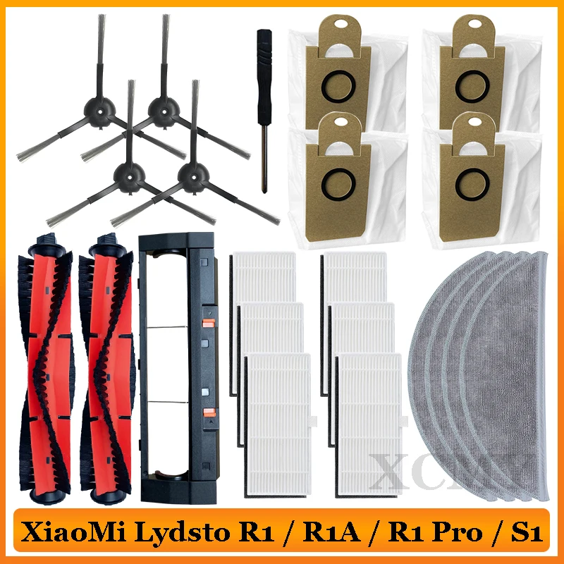

For XiaoMi Lydsto R1 R1A S1 Robot Vacuum Cleaner Parts Main / Side Brush Filter Mop Cloth Water Tank Tray Dust Box Dust Bag