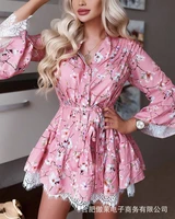 2022 spring and summer new womens lace print dress
