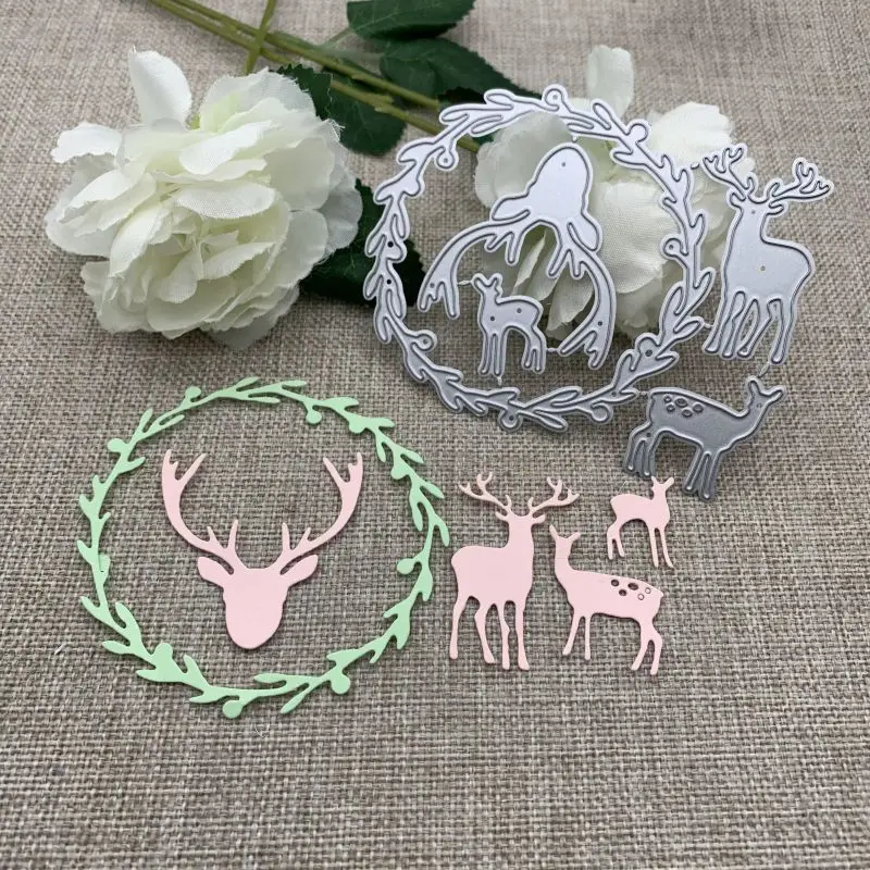 

Deer and grass ring Metal Cutting Dies Stencils For DIY Scrapbooking Decorative Embossing Handcraft Die Cutting Template Mold