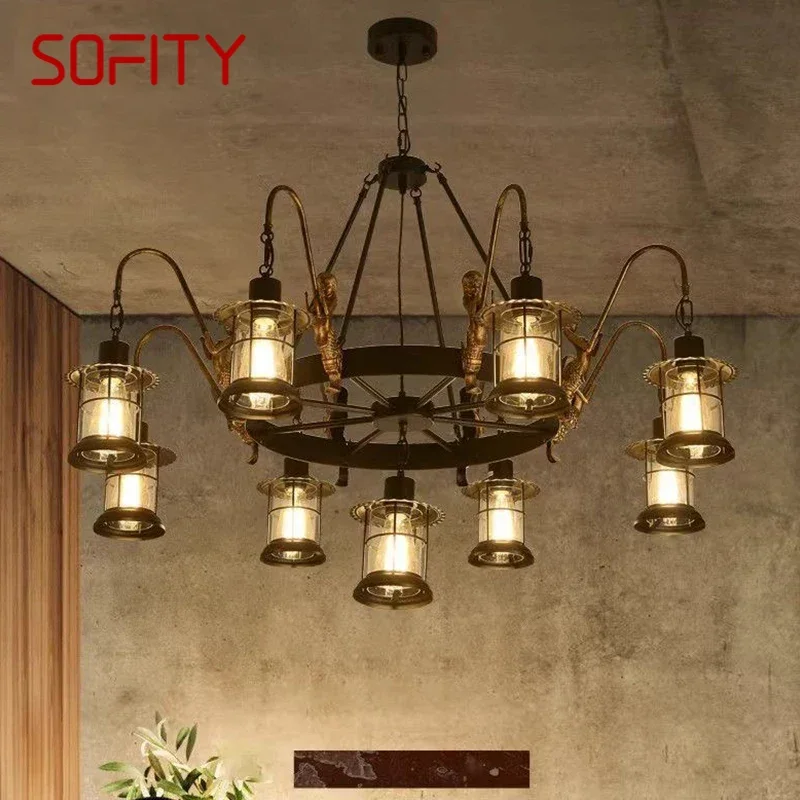 SOFITY Американский Ретро Подвесной Светильник Промышленный Ветер Гостиная