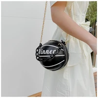 womens bag basketball round shoulder bags for women chain casual zipper totes purse pu leather messenger crossbody handbags