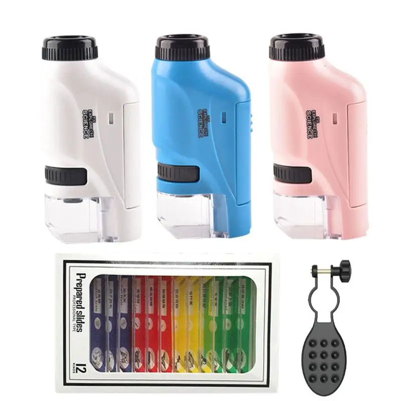 

Ручной Карманный микроскоп со светодиодной подсветкой, детский портативный карманный микроскоп с регулируемым зумом, 60-120X телефон