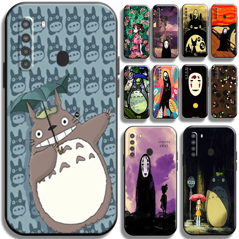 

Cute Totoro Miyazaki Anime No Face Phone Case For Samsung Galaxy A21 A21S Black Shell Funda Liquid Silicon Cover