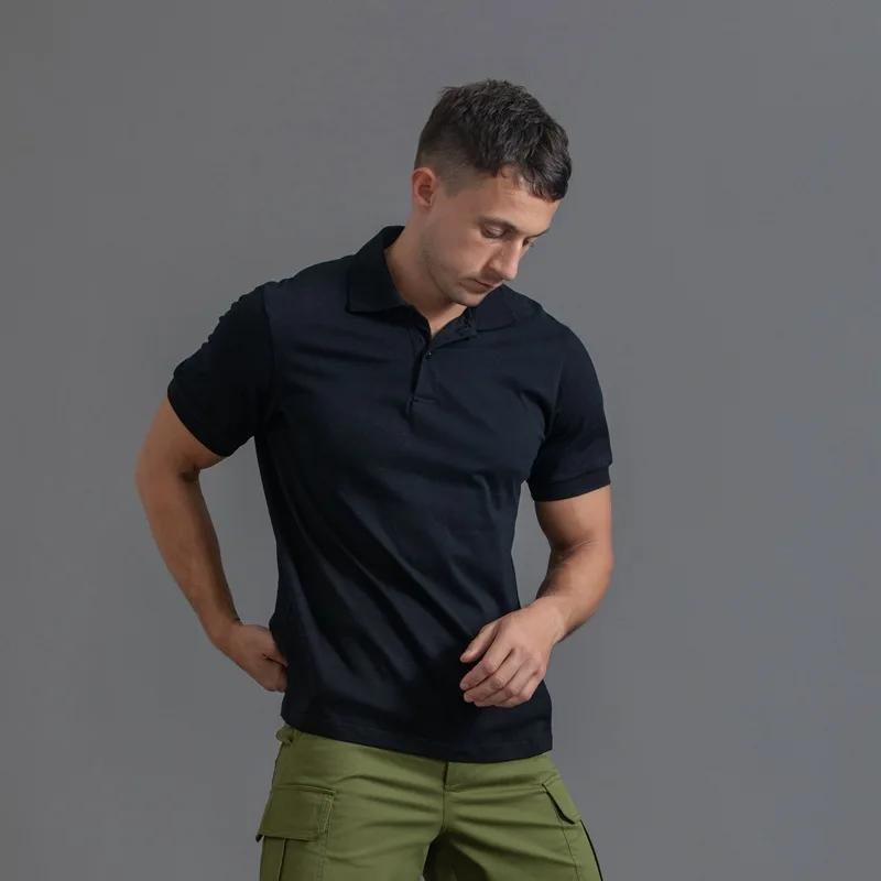 

Men Solid Color Cotton Polo New Classic Style Summer Short Sleeve Casual Sprot Gym Shirt Male Daily Clothes