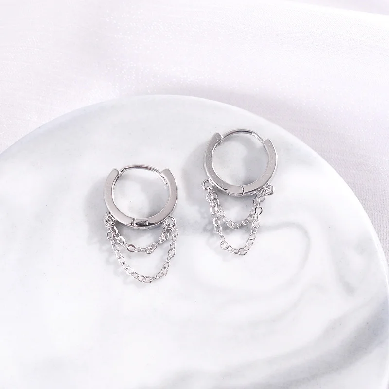 

Модные Универсальные короткие Серьги-кисточки, женские простые серьги с двойной цепочкой