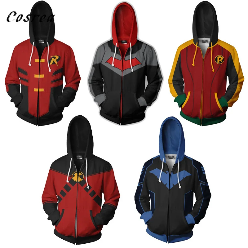 

Cosplay Zipper die Sweatsirts Men Red d die Pullover Tops Mens Robin Costume Jacket arajuku Coats