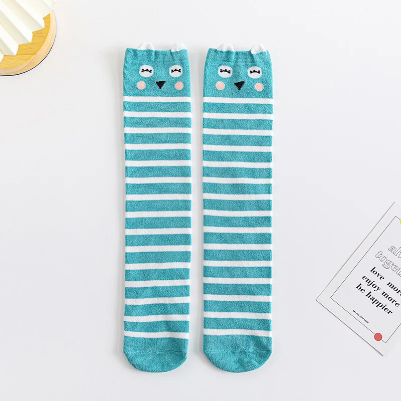5pairs/lot 2022 Girls Socks Cartoon Fox Rabbit Tiger Owl Girl's Medium High Tube Socks Cotton Children's Knee Length Socks 2-12Y