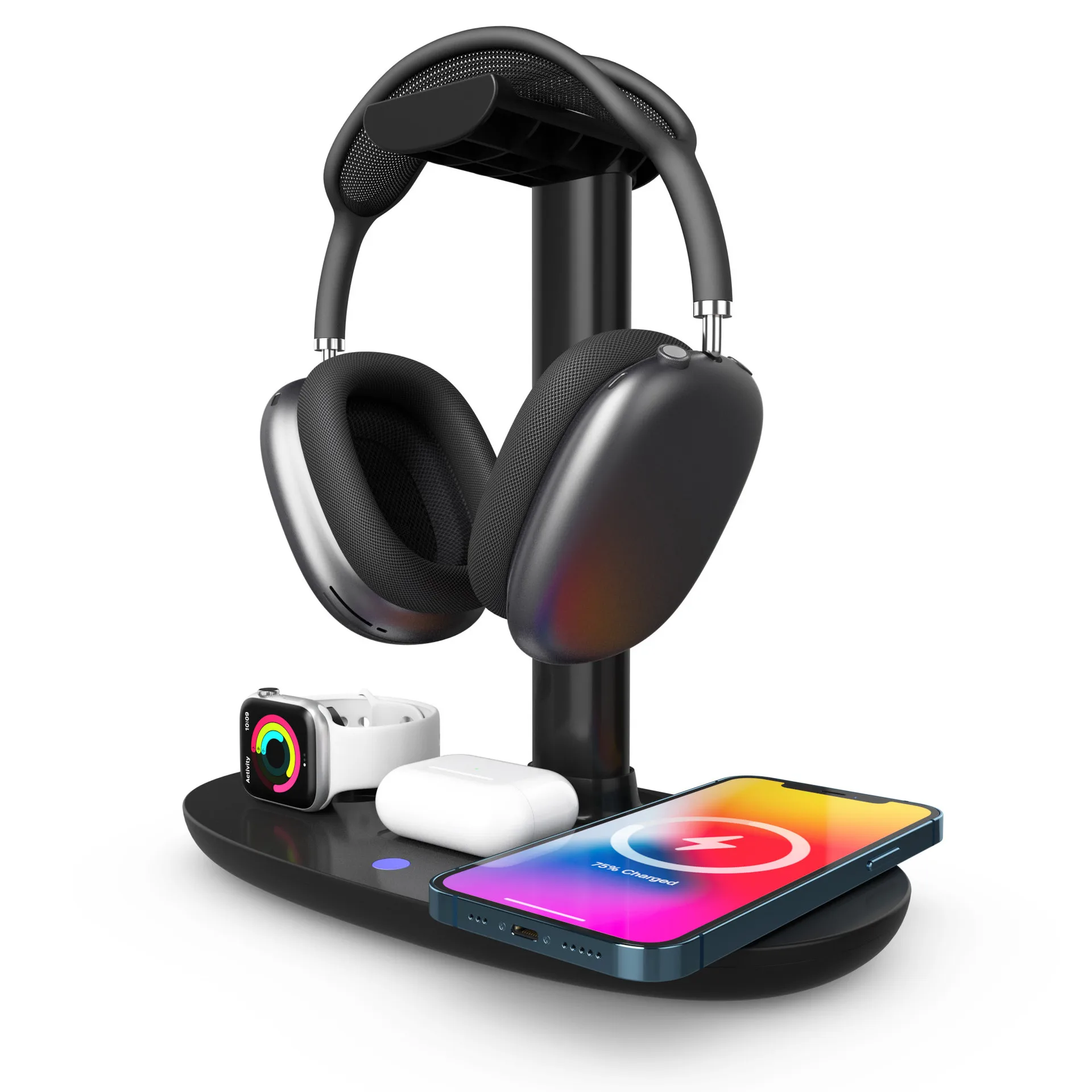 

4 In 1 Headphone Stand Headset Holder Wireless Charger Multiple Charging Station Dock For Airpods Max For Apple Watch For Iphone