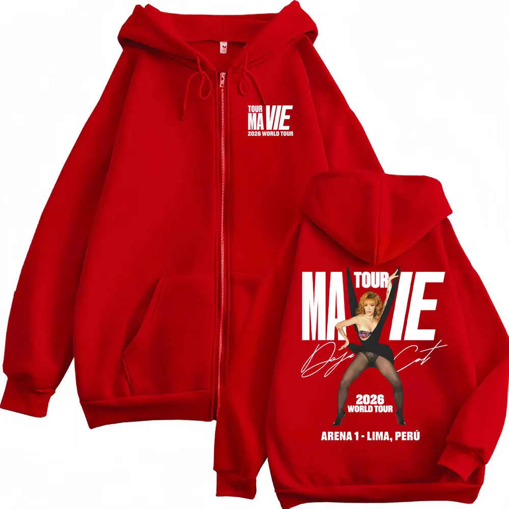Фото Худи на молнии Doja Cat Ma Vie World Tour 2026 для мужчин и женщин, модная эстетичная толстовка, куртка, повседневный флисовый пуловер на молнии №3