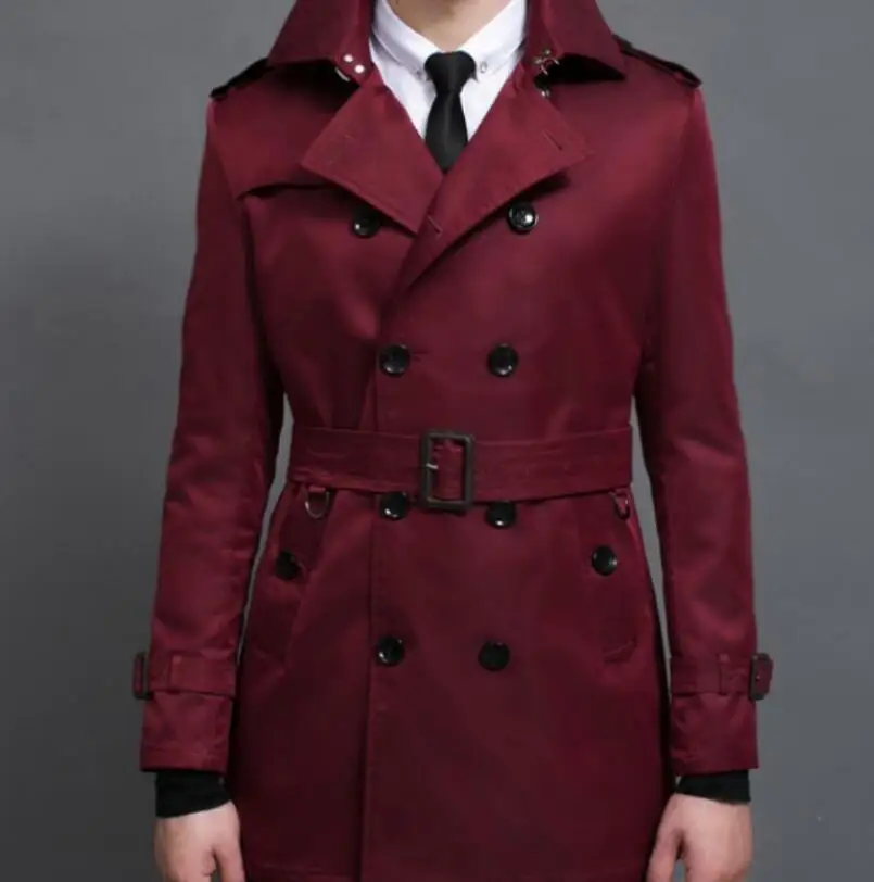 

Spring Men's New Fashion Mid-length Double-breasted Lapel Cotton Jacket Personalized Customization Large Size /S-6XL