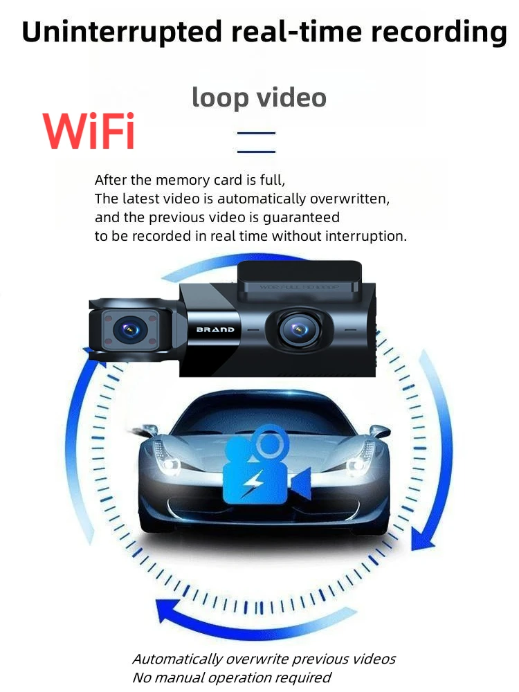 

3-дюймовый видеорегистратор HD 1440P, Автомобильный видеорегистратор, камера с углом обзора 140 °, видеорегистраторы с ночным видением, Автомобильная камера с циклической записью, с GPS