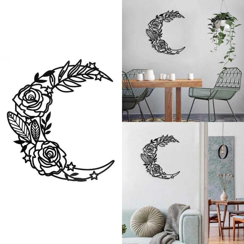 

Metal Moon Phase Sign Wrought Iron Decor Outdoor Garden Yard Decoration