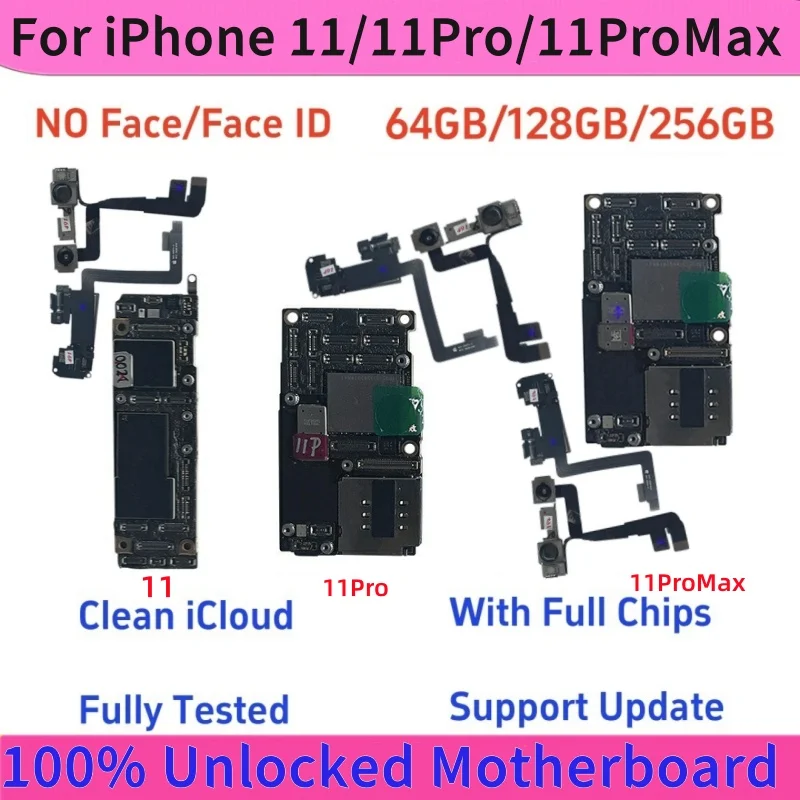 Материнская Плата Iphone 11 Pro Max С Чистым Icloud Полностью Чип Встроенный Face Id