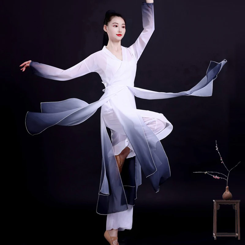 Национальная практика Классическая танцевальная одежда газовая ханьфу с
