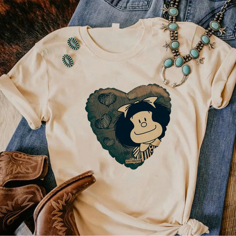 Футболка Mafalda женская в стиле Харадзюку тенниска с графическим принтом аниме y2k