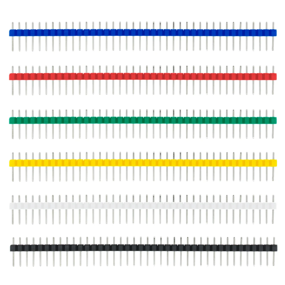 

10pcs 40 Pin 1x40 Single Row Male 2.54 Breakable Pin Header Connector Strip For Arduino white/black/red/blue/green/yellow
