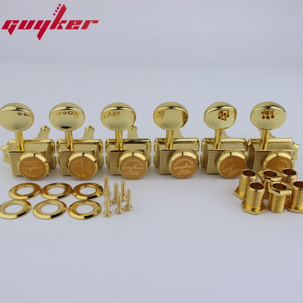 GUYKER Vintage Locking Tuners Nut Style Gold Electric Guitar Machine Heads Tuners Gear ratio 1:15 For ST TL Guitar Tuning Pegs