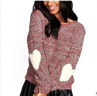 women o neck long sleeve pullover 2021 vintage knitted sweaters fashion knitwear sweater winter love heart pattern female jumper
