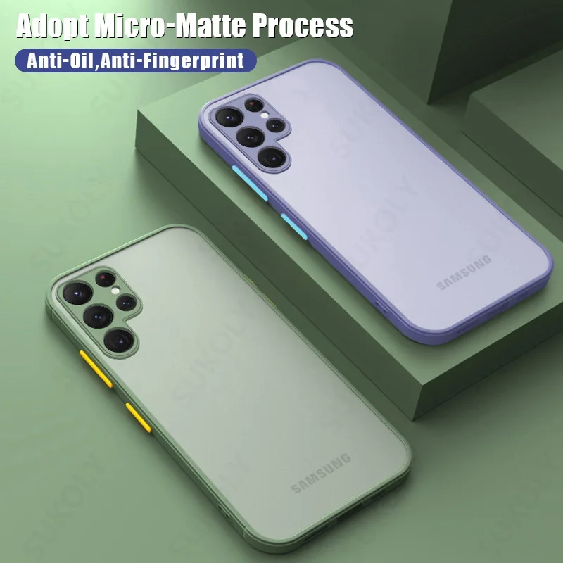 

Transparent Matte Silicone Phone Case For Samsung Galaxy S22 Ultra S21 FE S20 10 M52 A32 A52 A72 5G A51 A71 Back Cover Coque