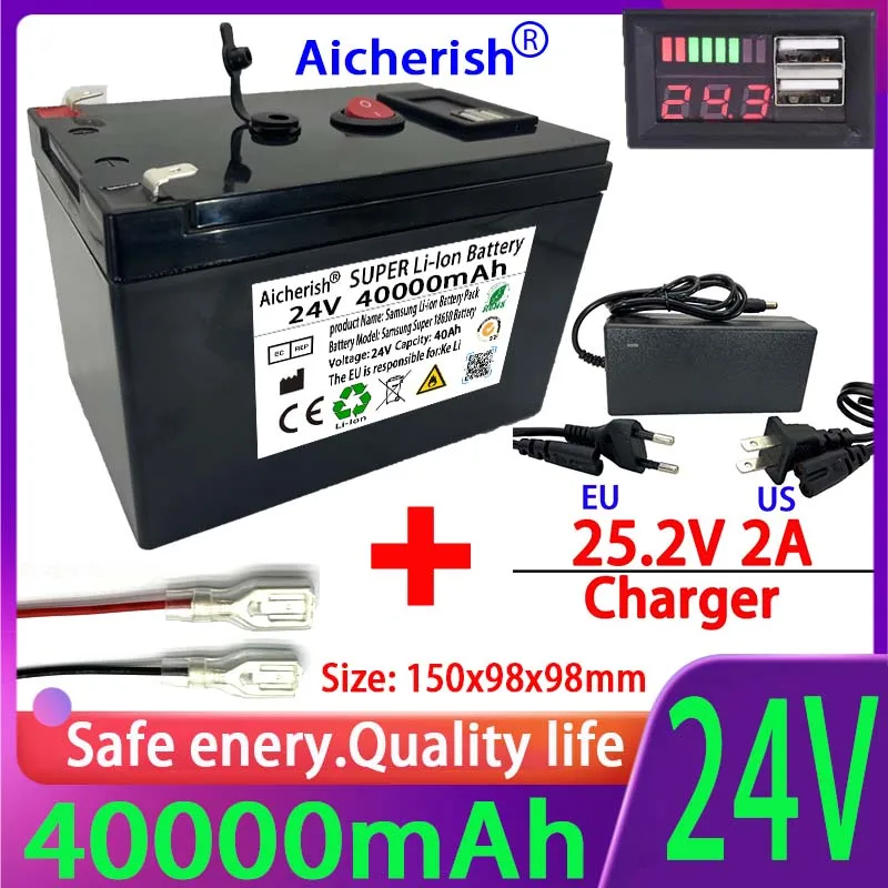 

Aicherish Электрический велосипед 24 в 6S 40000 мАч BMS с USB 5,1 DC зарядным и разрядным штекером 1000 Вт аккумулятор высокой мощности 25,2 в