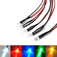 10pcs 3mm pre wired ultra bright leds emitting diodes with resistance led bulb lights 3v 5v6v9v 12v 24v 36v 48v 60v 110v 220v
