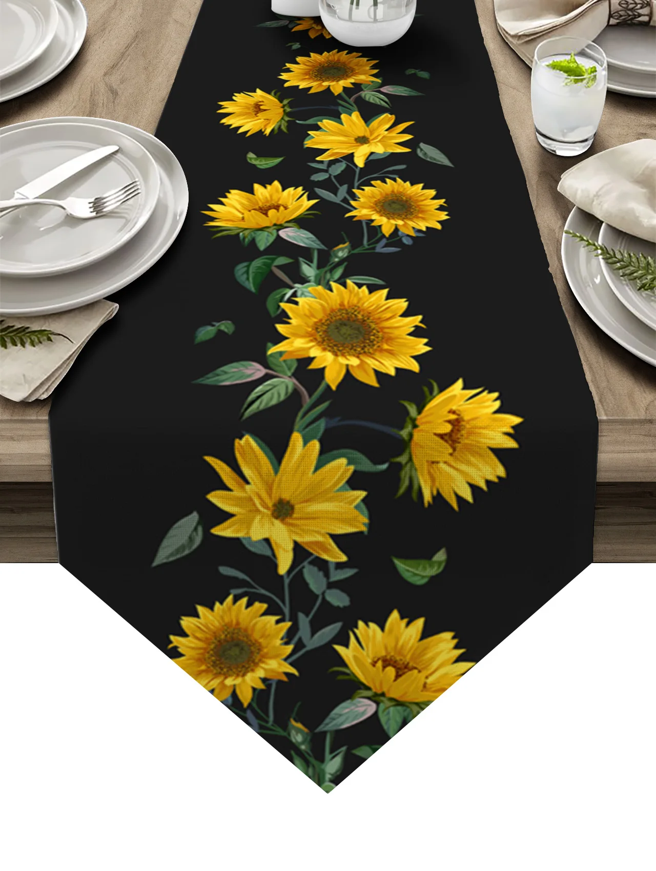 

Черная скатерть в стиле ретро с подсолнухами, Декоративная скатерть в стиле кантри для дома, гостиницы вечерние, кухни, обеденного стола