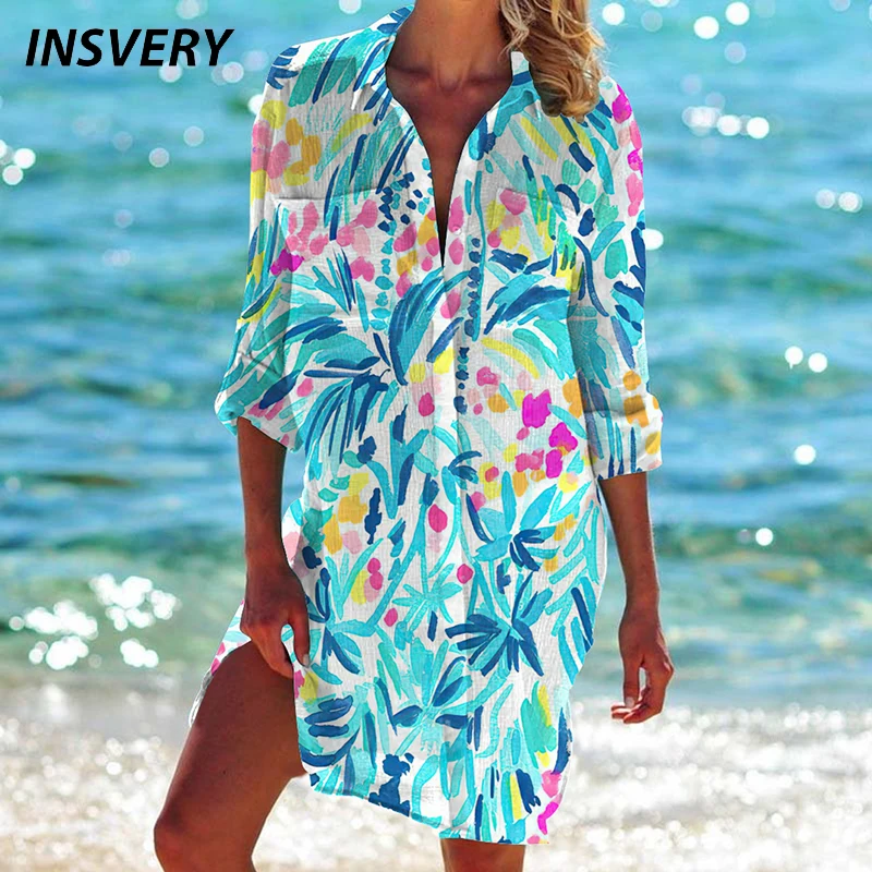 

New Blouse Women Fashion Turn Down Collar Vintage Print Shirt Women Elegant Casual Blouses Spring Summer Cover Up 2022