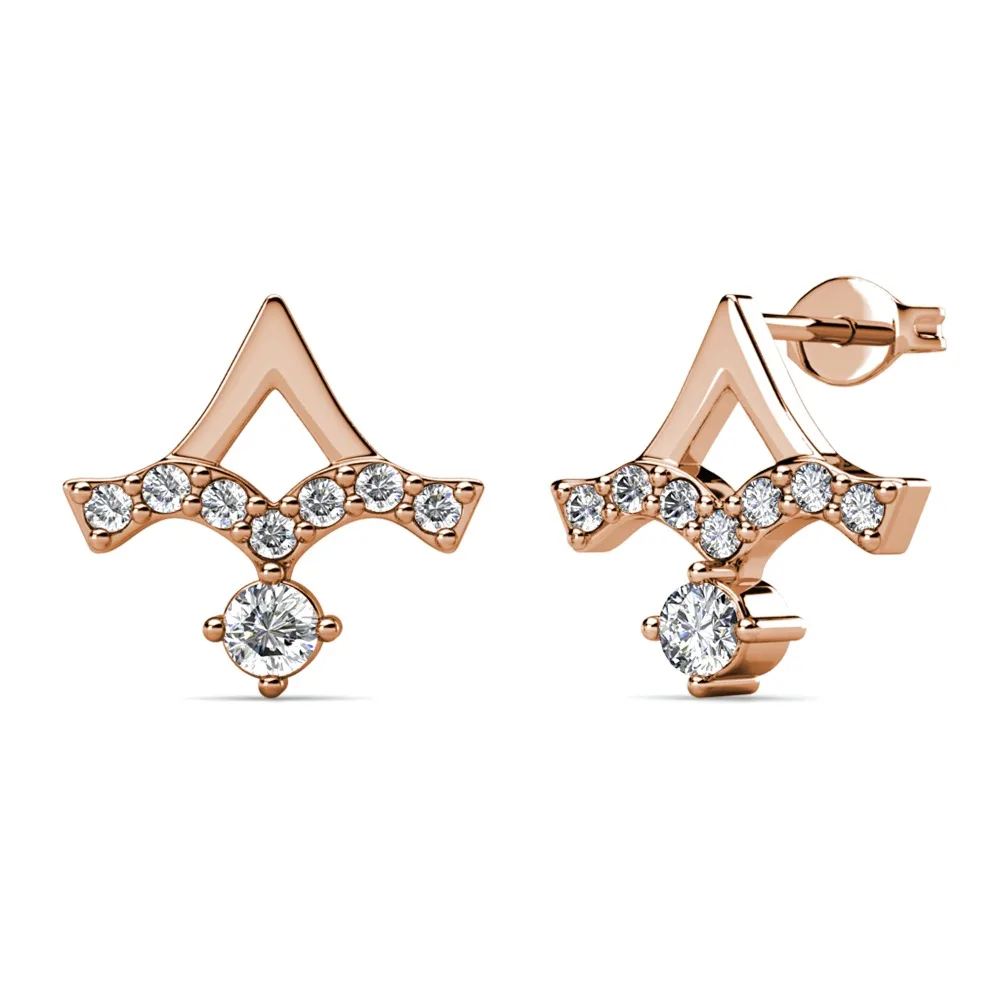 Фото Daisini Lambda Shape Design Модные украшения, украшенные кристаллами Сваровски для женщин, серьги-гвоздики Trenday Luck №5