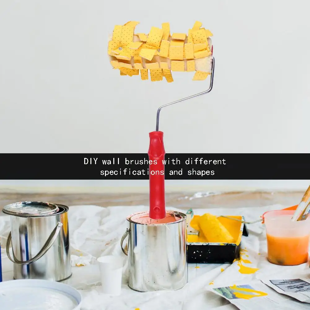 

Painting Wall Embossing Roller with Handle Printing Paint Brushes Accessories for Home Shop Store Walls Decoration